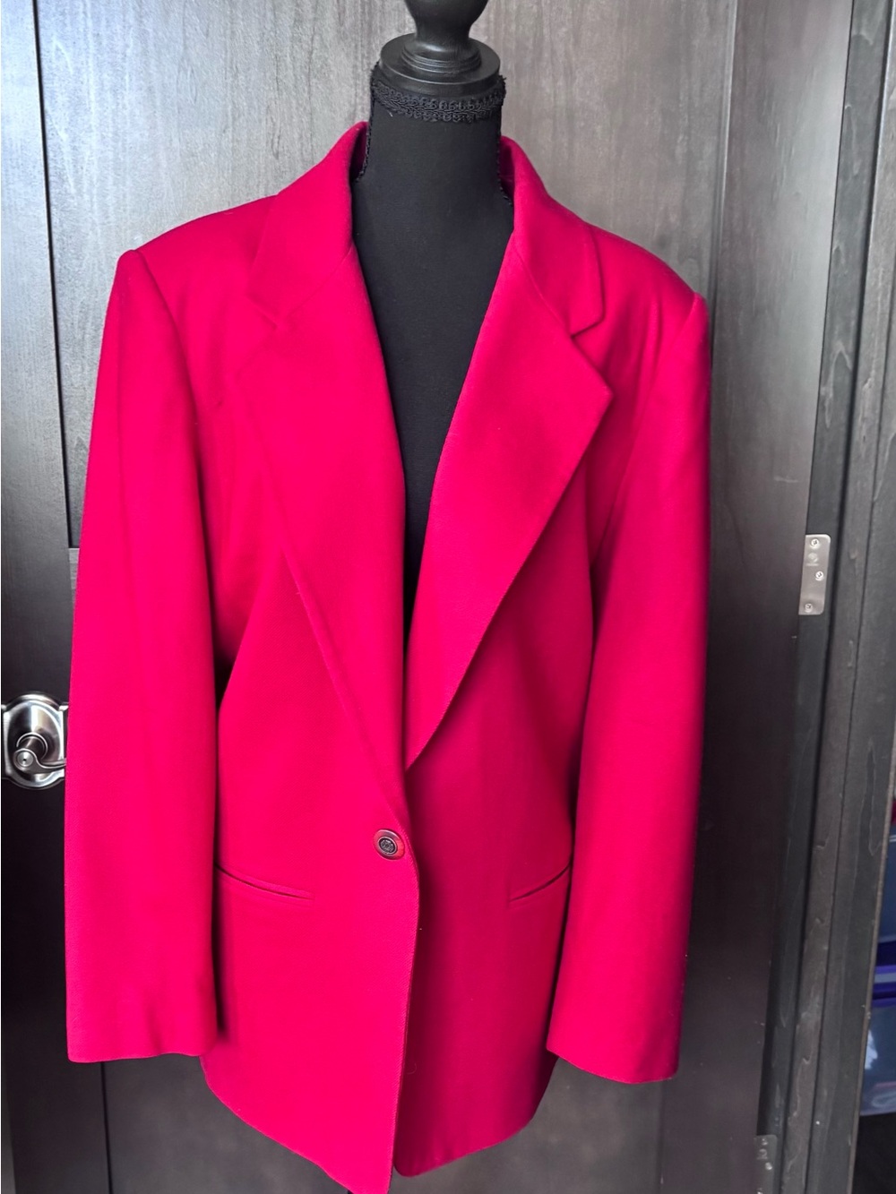 Women's Vintage Red Single-Button Wool Jacket
